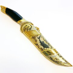 Подарочный нож «Акула» в металлических ножнах с позолотой