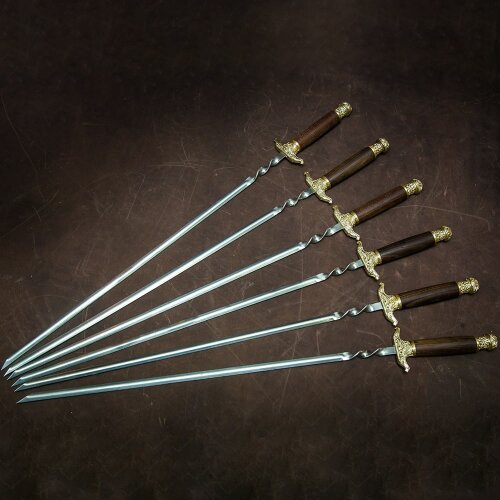 Оригинальные шампуры «Рапира» с рукоятью из дерева ясень