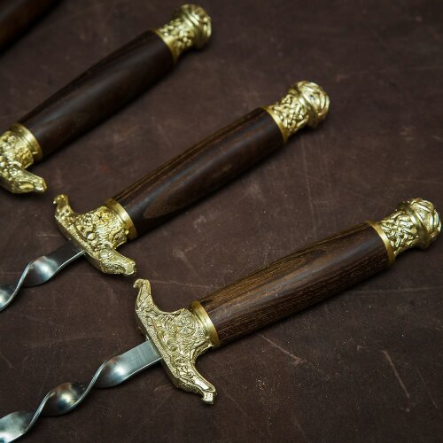 Оригинальные шампуры «Рапира» с рукоятью из дерева ясень