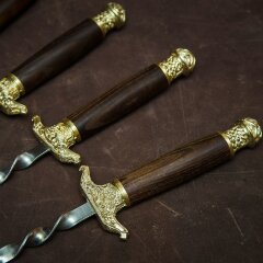 Оригинальные шампуры «Рапира» с рукоятью из дерева ясень