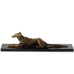 Бронзовая статуэтка «Русская борзая» на камне