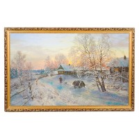 Картина «Зимний вечер в деревне»