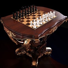 Шахматный стол «Герб Российской империи» из массива дерева — такой презент оценят представители сильного пола