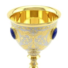 Наградной позолоченный кубок для вина «Лазуритовый» в подарок начальнику