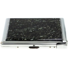 Портсигар металлический на 10 сигарет «Black» с камнем мусковит в подарок парню