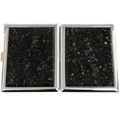 Портсигар металлический на 10 сигарет «Black» с камнем мусковит в подарок парню