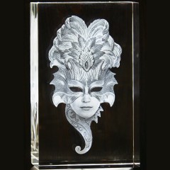 Сувенир «Венецианская маска» с объемной лазерной гравировкой внутри стекла