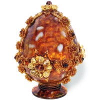 Украшенное пасхальное яйцо из янтаря «Цветок солнца»