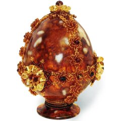 Украшенное пасхальное яйцо из янтаря «Цветок солнца»