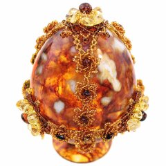 Украшенное пасхальное яйцо из янтаря «Цветок солнца»