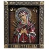 Большая резная икона «Семистрельная Божья Матерь» с кристаллами Сваровски