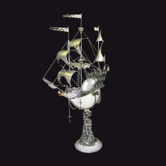 Серебряный корабль ручной работы «Корсар» из морской раковины НАУТИЛУС