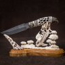 Подарочный нож «Орёл» на резной подставке (рукоять из кости рога лося)