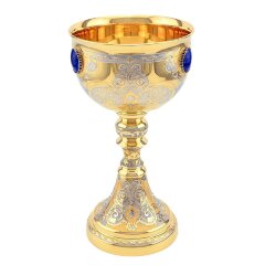 Наградной позолоченный кубок для вина «Царский лазурит» в подарок начальнику