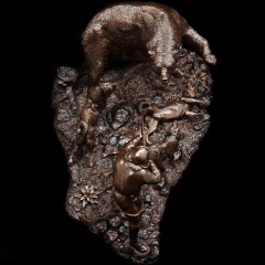 Интерьерная композиция «Охота на медведя» из бронзы в подарок охотнику