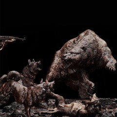 Интерьерная композиция «Охота на медведя» из бронзы в подарок охотнику