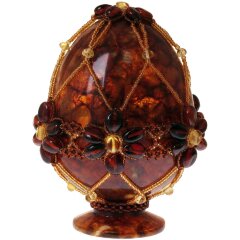 Сувенирное пасхальное яйцо из янтаря «Цветы»
