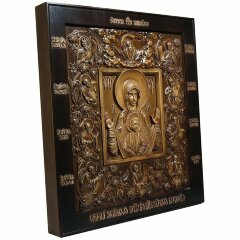 Резная икона «Божья матерь Знамение Курская Коренная»