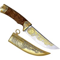 Сувенирный нож «Лев» украшенный Златоустовской гравюрой