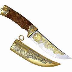 Сувенирный нож «Лев» украшенный Златоустовской гравюрой