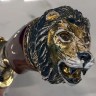 Подарочный нож «Лев» с головой царя зверей на деревянной рукояти (чёрный граб) в коллекцию  мужчины