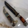 Подарочный нож «Лев» с головой царя зверей на деревянной рукояти (чёрный граб) в коллекцию  мужчины
