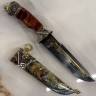 Подарочный нож «Лев» с головой царя зверей на деревянной рукояти (чёрный граб) в коллекцию  мужчины