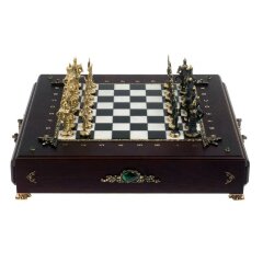 Шахматный ларец «Русские» с бронзовыми фигурами