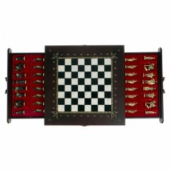 Шахматный ларец «Русские» с бронзовыми фигурами