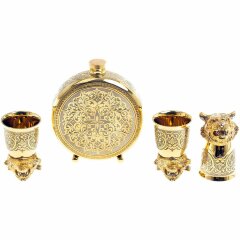 Подарочная фляжка «Тигр» с тремя стопками перевертышами