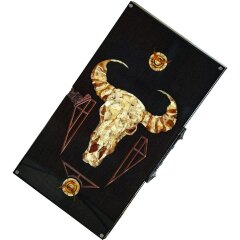 Подарочные нарды «Бык» из янтаря и ценных пород дерева