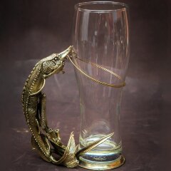 Подарочный стакан для пива «Осётр» с объёмной фигуркой