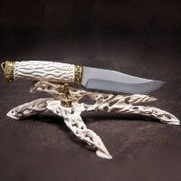 Подарочный нож «Охотник» на резной подставке из рога лося