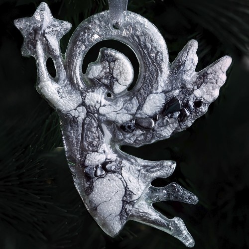 Ёлочная игрушка «Ангелок» (обсидиан) в подарок на Новый год