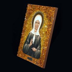 Настольная икона «Святая Блаженная Матрона» из янтаря