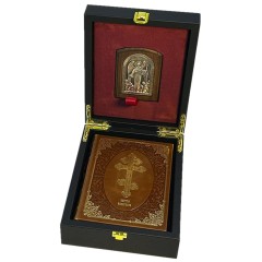 Подарочная книга «Святое Евангелие» с иконой в кожаном футляре