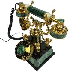 Функциональный ретро телефон «СТАТУС» из натурального камня малахит