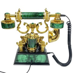 Функциональный ретро телефон «СТАТУС» из натурального камня малахит