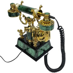 Функциональный ретро телефон «СТАТУС» из натурального камня малахит