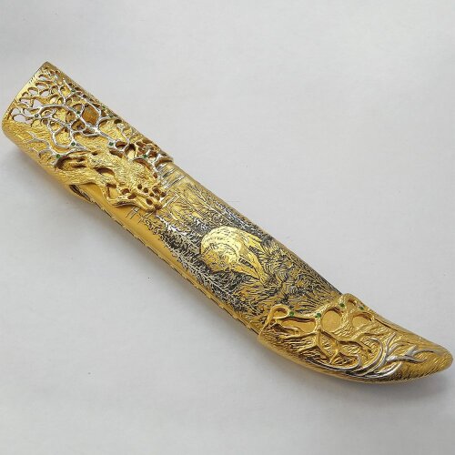 Подарочный нож «Бегущий волк» с клинком из дамасской стали