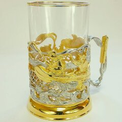 Позолоченный подстаканник «Подарок рыбаку»