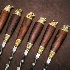 Подарочные шампуры «Дикие звери» с деревянной рукоятью