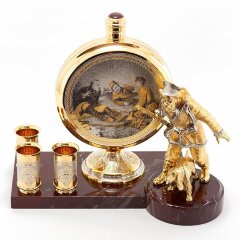 Сувенирный набор для водки «Охотник» (фляжка + 3 стопки)