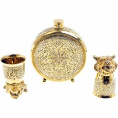 Подарочная фляжка «Тигр» с двумя стопками перевертышами