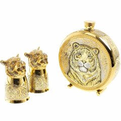 Подарочная фляжка «Тигр» с двумя стопками перевертышами