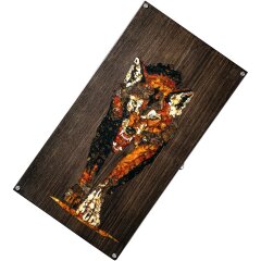 Подарочные нарды «Волчий оскал» из ценных пород дерева с янтарной инкрустацией