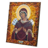 Янтарная икона «Семистрельная» в подарок христианину