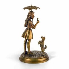 Бронзовая статуэтка «Девочка с собакой» в подарок коллекционеру