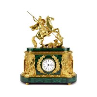 Позолоченные настольные часы «Георгий Победоносец» с фигуркой