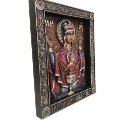 Большая резная икона «Неупиваемая Чаша» с кристаллами Сваровски